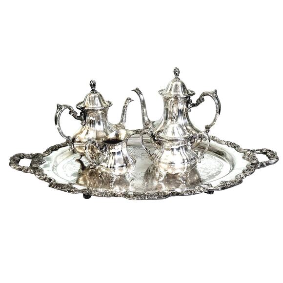 Vintage Towle Silver Plate 'Grand Duchess' Five-Piece Full Tea/Coffee Service - Picture 3 of 16